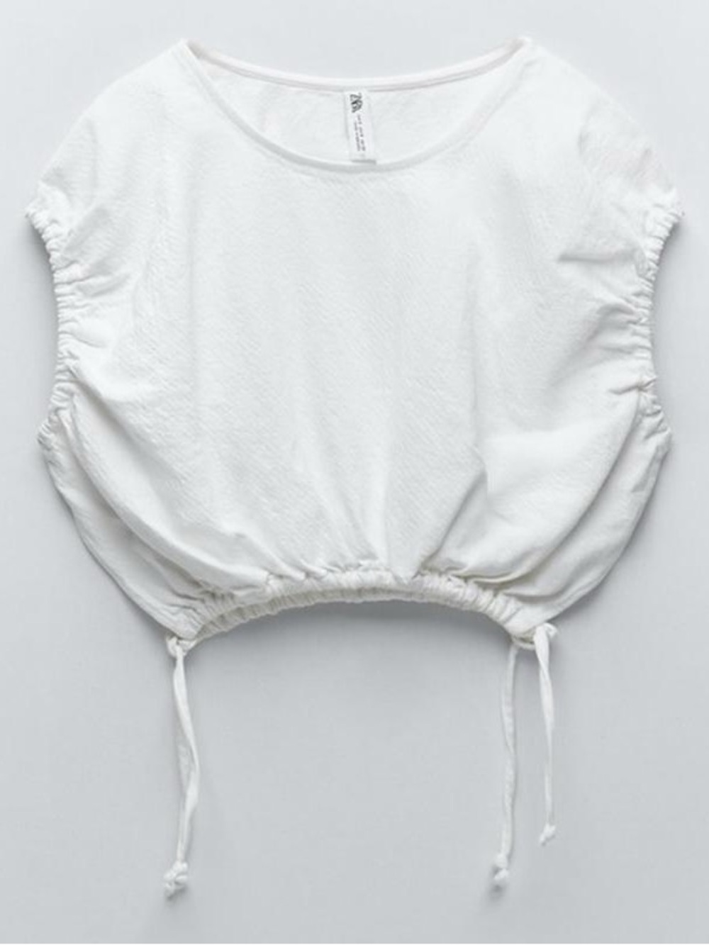 Zara White Drawstring Top